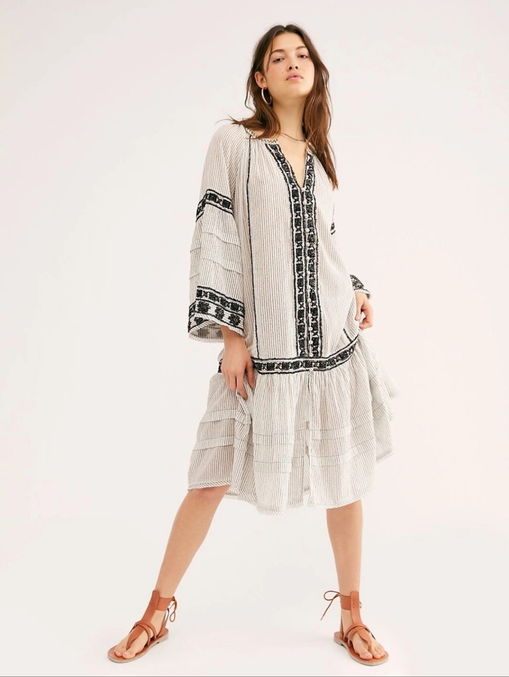 Free People Vagabond Cotton Embroidered Tunic Dress XS NWT New - Picture 2 of 12